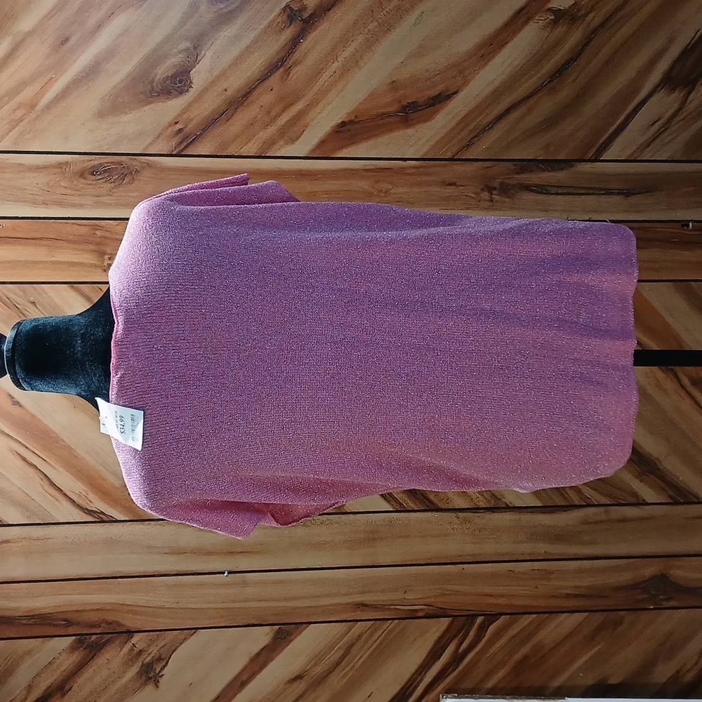 NWT Cece Short Sleeve V-neck Knit Top With Shimmering Size L - Picture 2 of 9